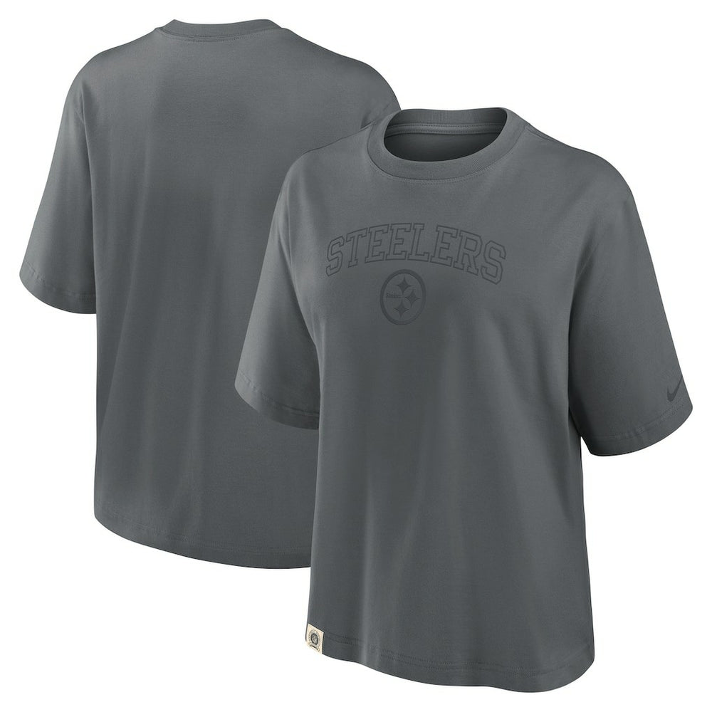 Pittsburgh Steelers Women's Glory Arch Boxy T-Shirt - Charcoal - Nike