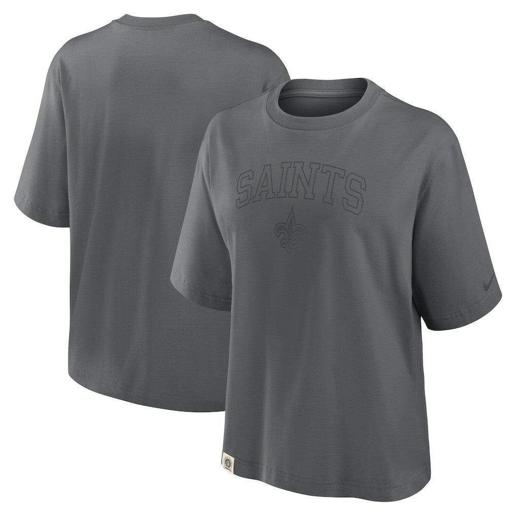 New Orleans Saints Women's Glory Arch Boxy T-Shirt - Charcoal - Nike