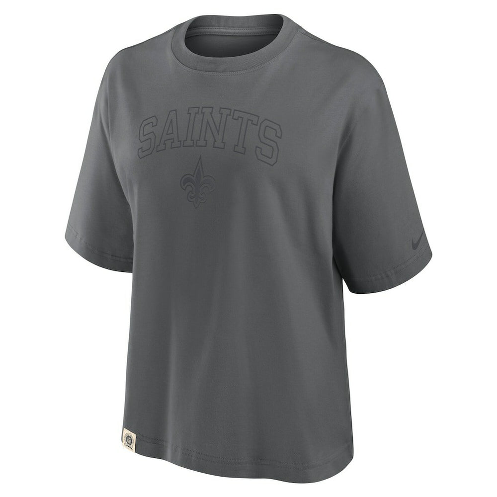New Orleans Saints Women's Glory Arch Boxy T-Shirt - Charcoal - Nike