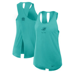 Miami Dolphins Women's Glory Open-Back Crisscross Dri-FIT Tank Top - Aqua - Nike