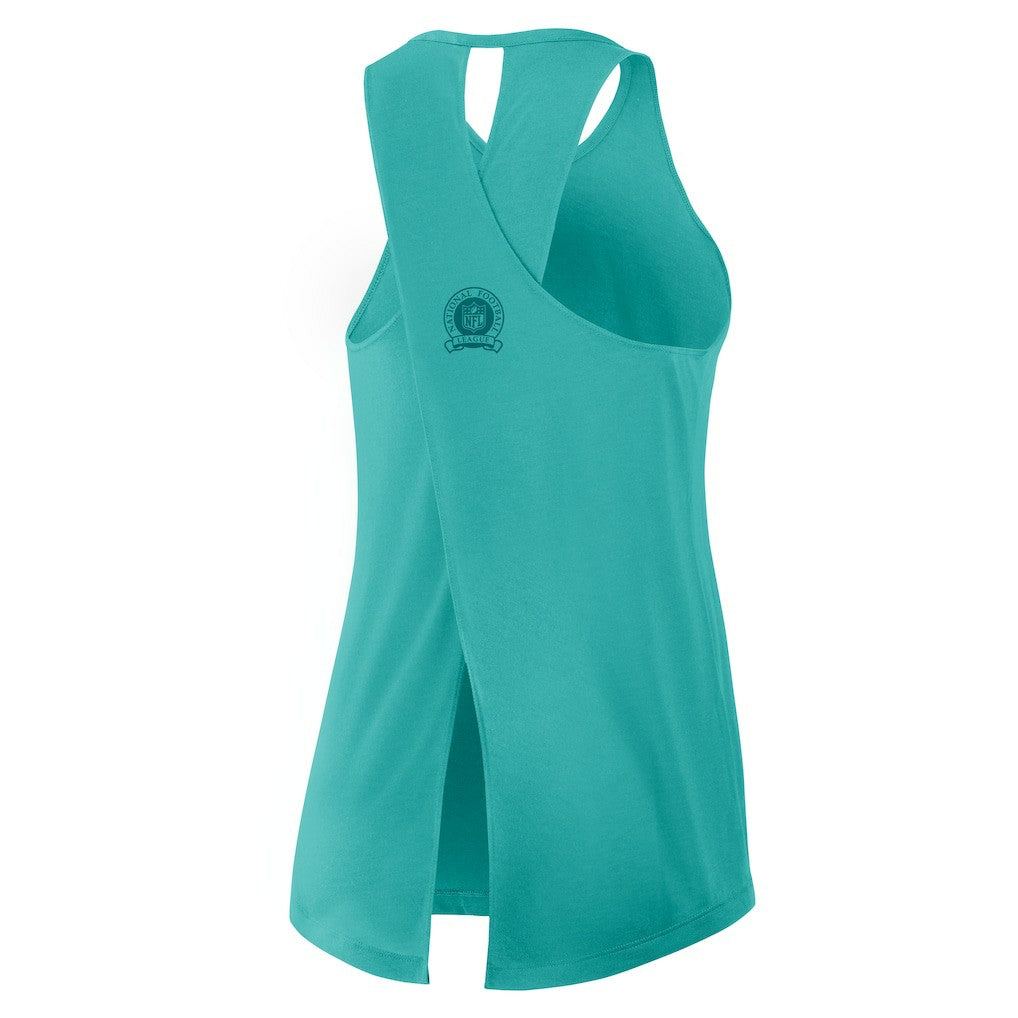 Miami Dolphins Women's Glory Open-Back Crisscross Dri-FIT Tank Top - Aqua - Nike