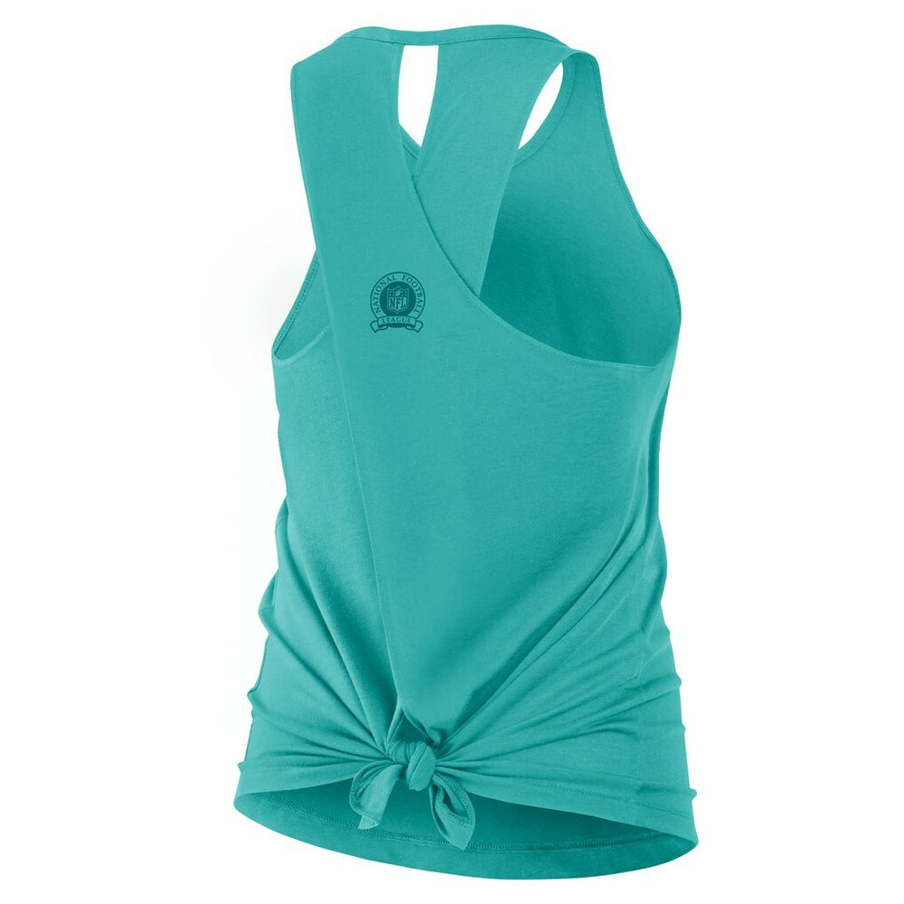 Miami Dolphins Women's Glory Open-Back Crisscross Dri-FIT Tank Top - Aqua - Nike