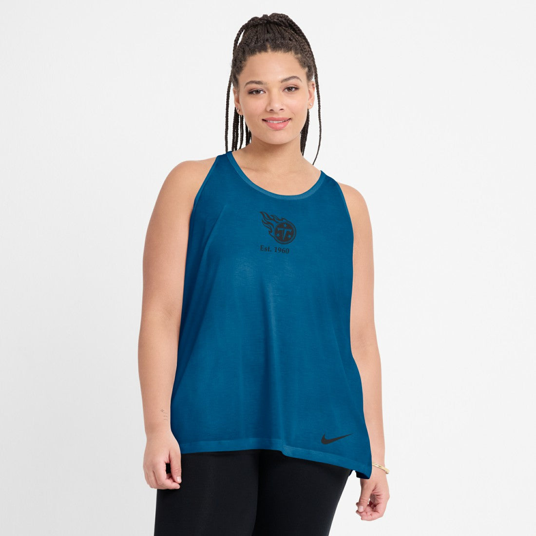 Tennessee Titans Women's Glory Open-Back Crisscross Dri-FIT Tank Top - Navy - Nike