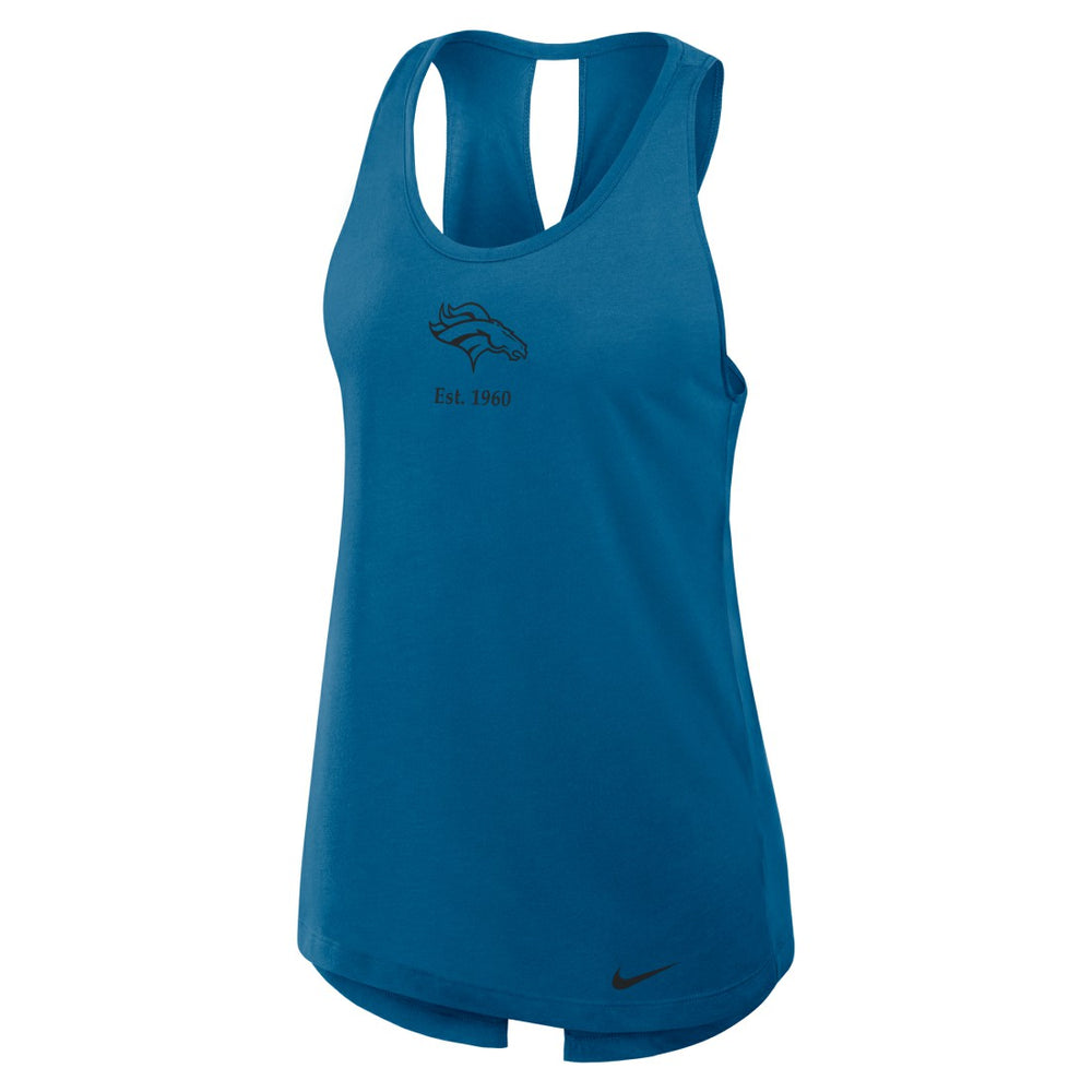 Denver Broncos Women's Glory Open-Back Crisscross Dri-FIT Tank Top - Turquoise - Nike