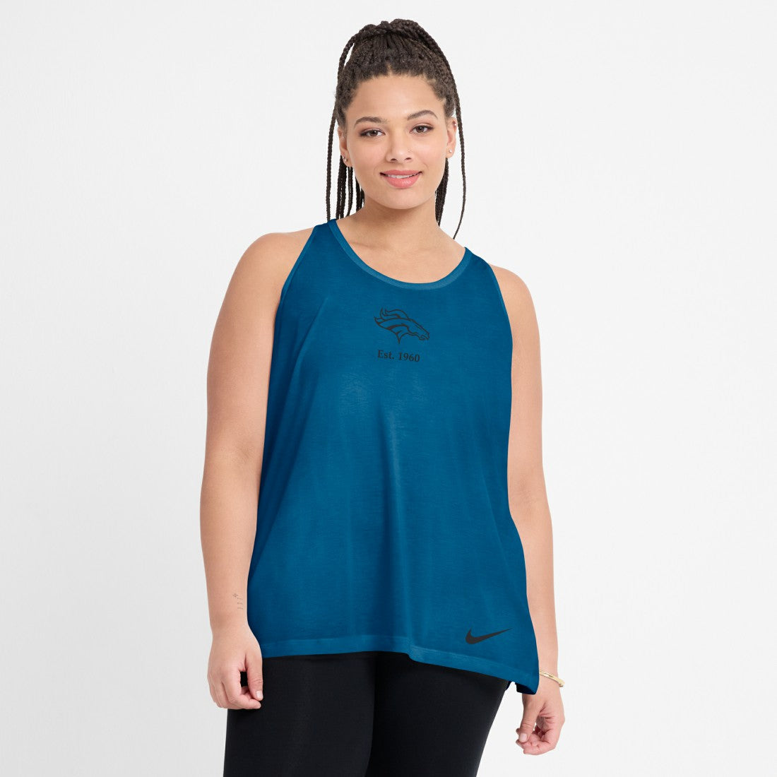 Denver Broncos Women's Glory Open-Back Crisscross Dri-FIT Tank Top - Turquoise - Nike