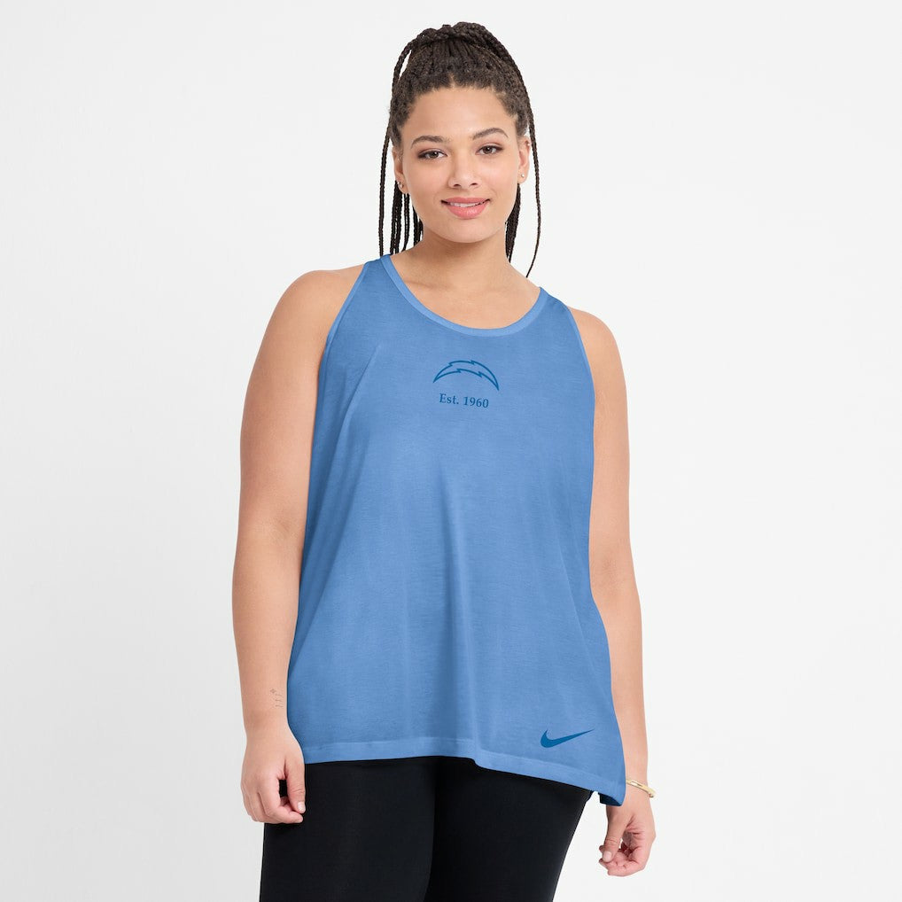 Los Angeles Chargers Women's Glory Open-Back Crisscross Dri-FIT Tank Top - Powder Blue - Nike