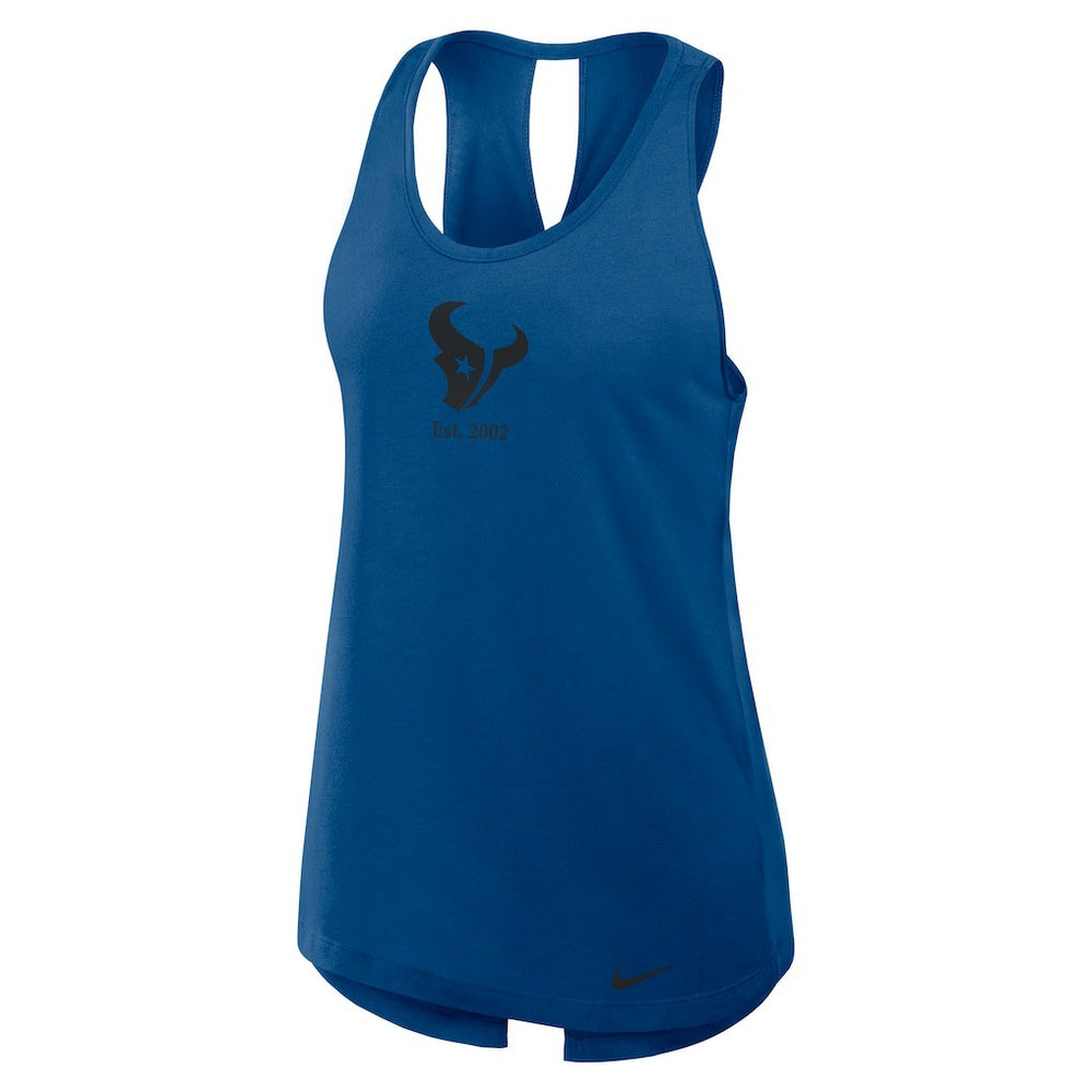 Houston Texans Women's Glory Open-Back Crisscross Dri-FIT Tank Top - Navy - Nike