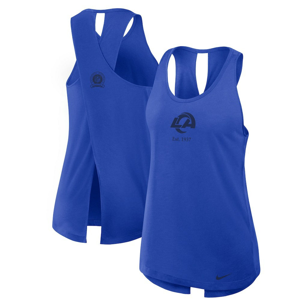 Los Angeles Rams Women's Glory Open-Back Crisscross Dri-FIT Tank Top - Royal - Nike
