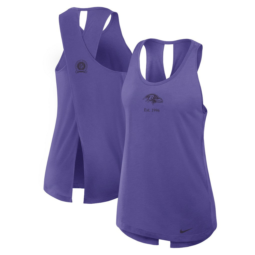 Baltimore Ravens Women's Glory Open-Back Crisscross Dri-FIT Tank Top - Purple - Nike