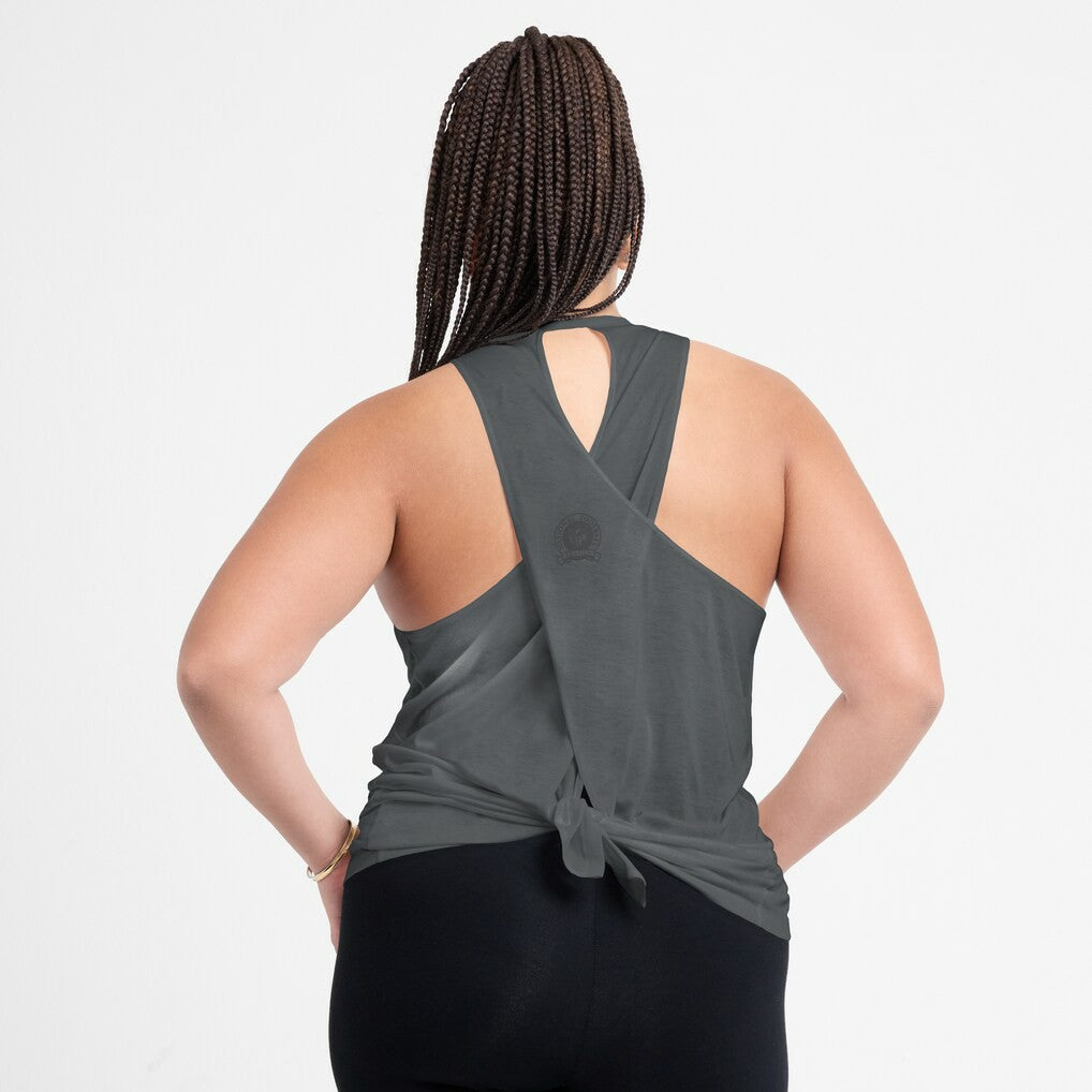 Pittsburgh Steelers Women's Glory Open-Back Crisscross Dri-FIT Tank Top - Charcoal - Nike