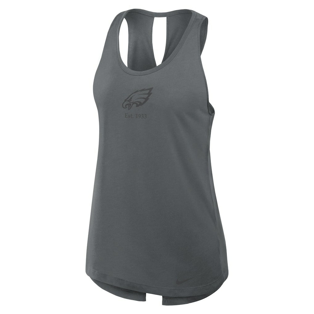 Philadelphia Eagles Women's Glory Open-Back Crisscross Dri-FIT Tank Top - Charcoal - Nike