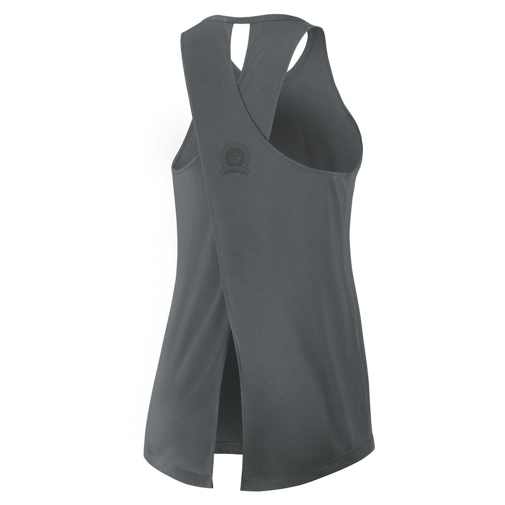 Las Vegas Raiders Women's Glory Open-Back Crisscross Dri-FIT Tank Top - Charcoal - Nike