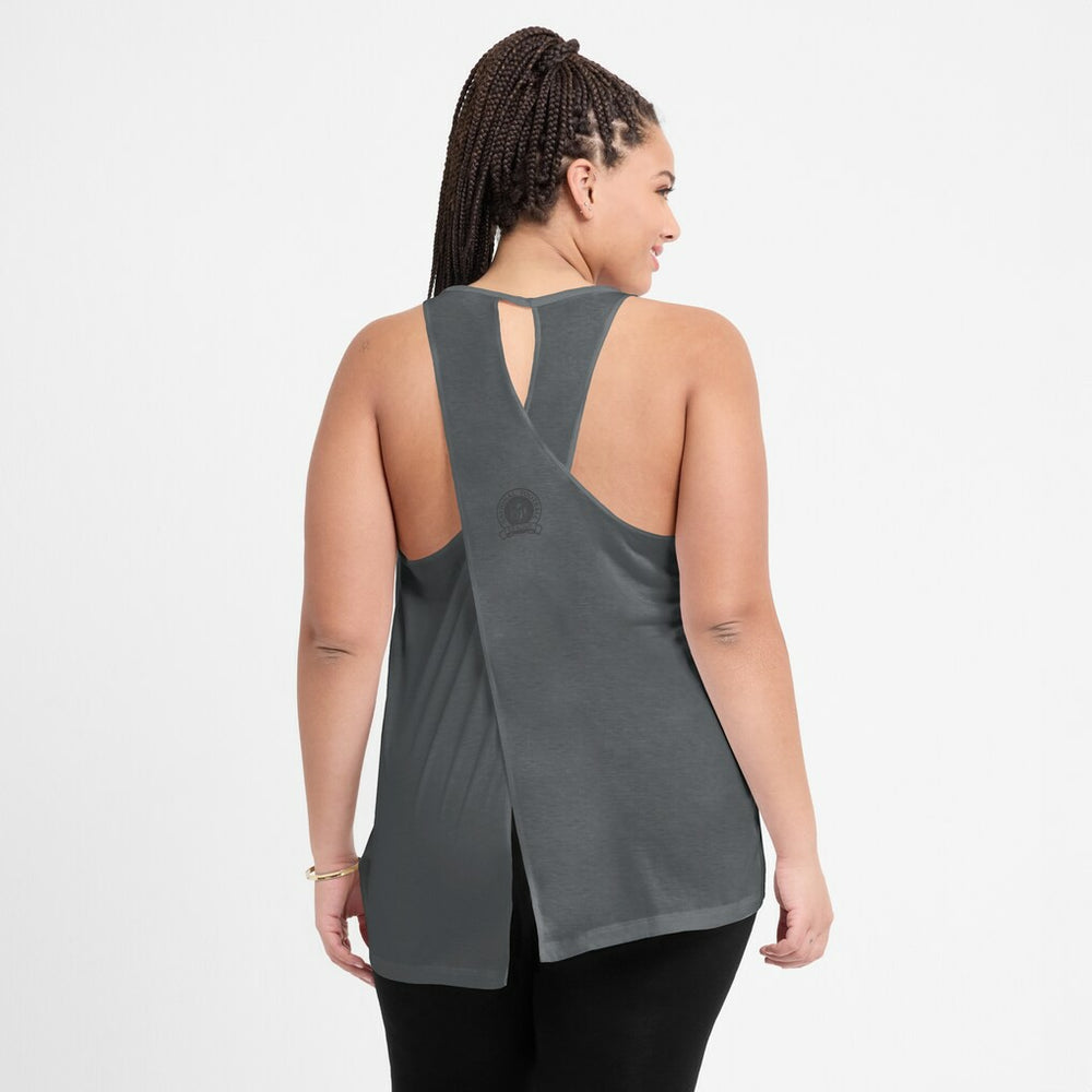 Las Vegas Raiders Women's Glory Open-Back Crisscross Dri-FIT Tank Top - Charcoal - Nike