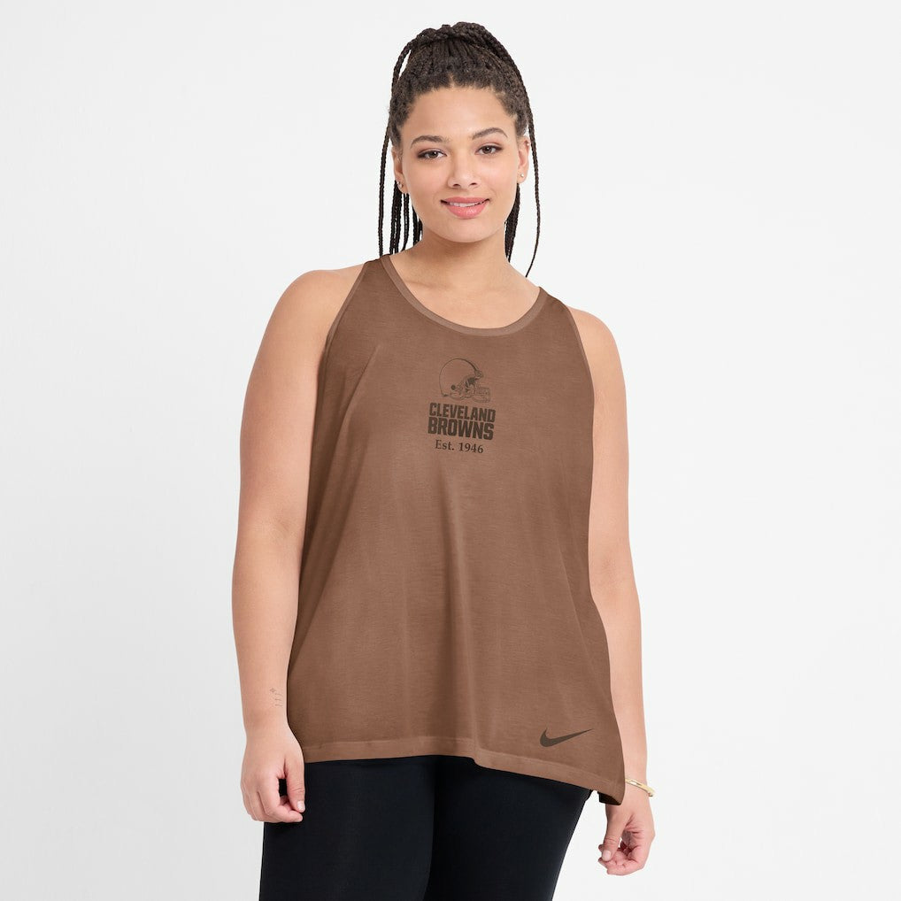 Cleveland Browns Women's Glory Open-Back Crisscross Dri-FIT Tank Top - Brown - Nike