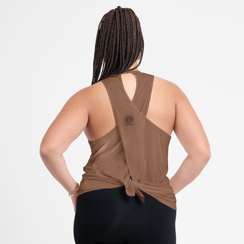 Cleveland Browns Women's Glory Open-Back Crisscross Dri-FIT Tank Top - Brown - Nike