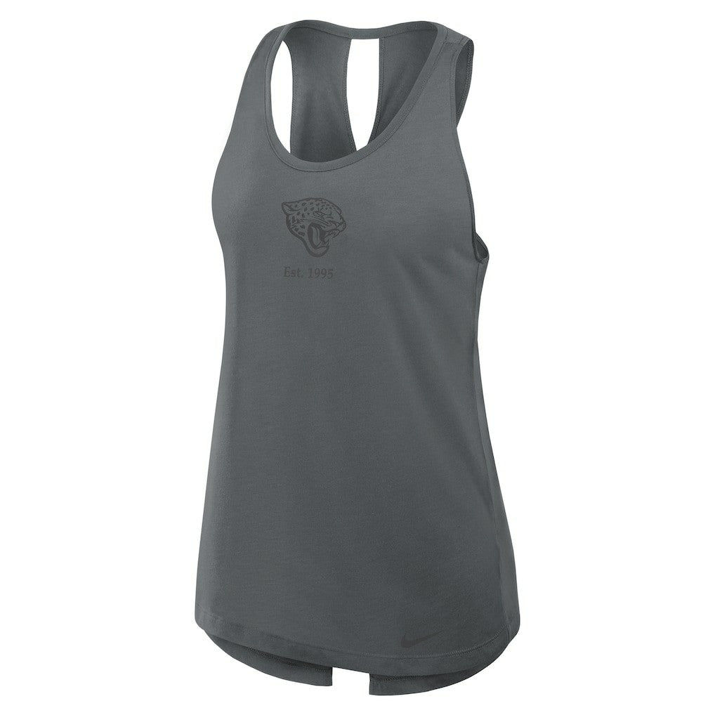 Jacksonville Jaguars Women's Glory Open-Back Crisscross Dri-FIT Tank Top - Charcoal - Nike
