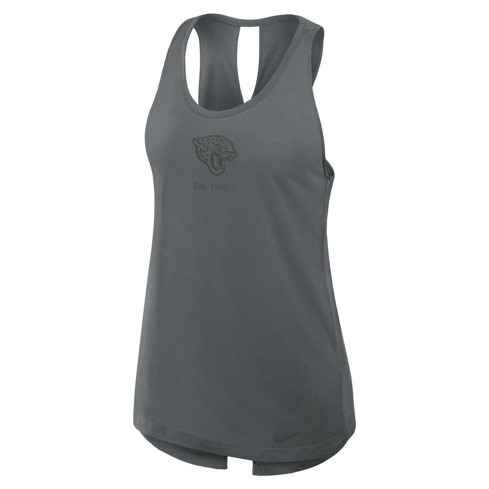 Jacksonville Jaguars Women's Glory Open-Back Crisscross Dri-FIT Tank Top - Charcoal - Nike