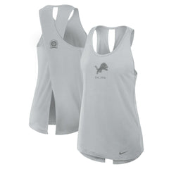 Detroit Lions Women's Glory Open-Back Crisscross Dri-FIT Tank Top - Gray - Nike