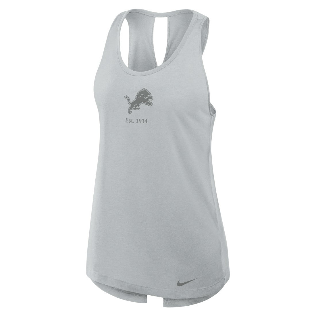 Detroit Lions Women's Glory Open-Back Crisscross Dri-FIT Tank Top - Gray - Nike