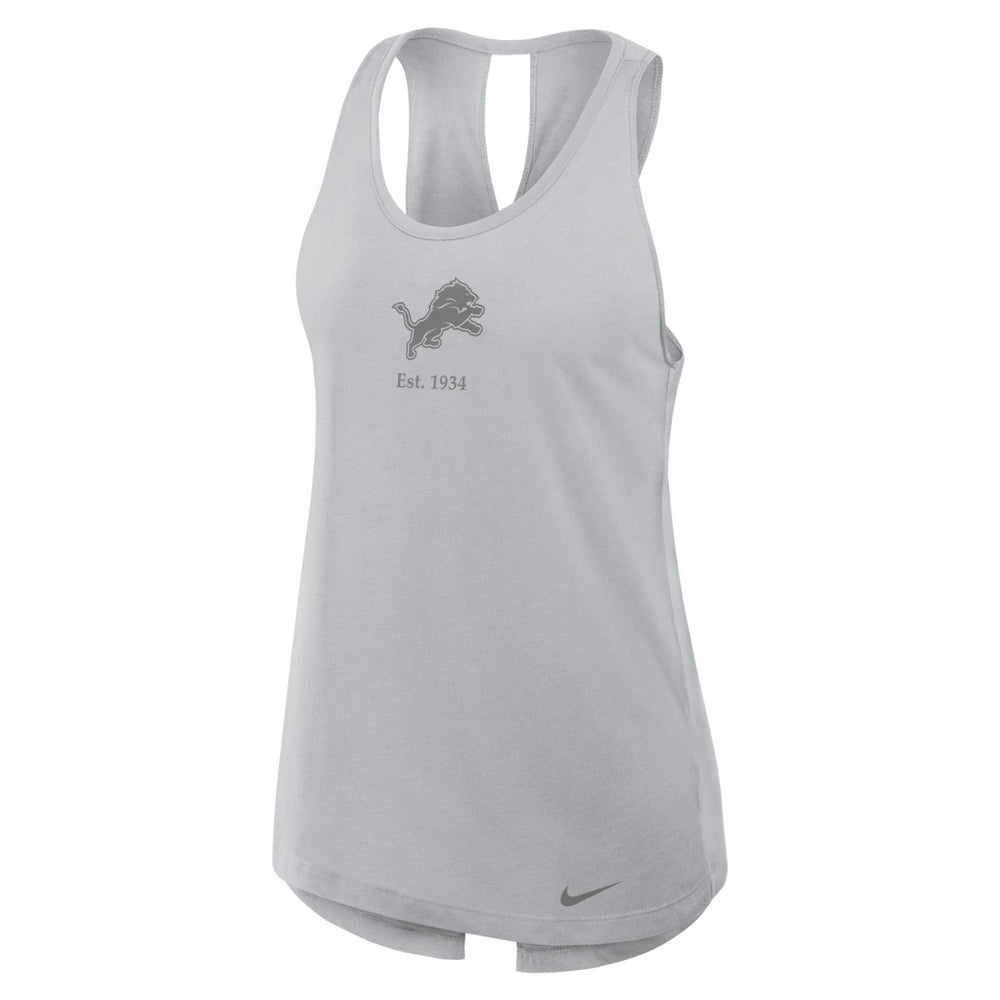 Detroit Lions Women's Glory Open-Back Crisscross Dri-FIT Tank Top - Gray - Nike