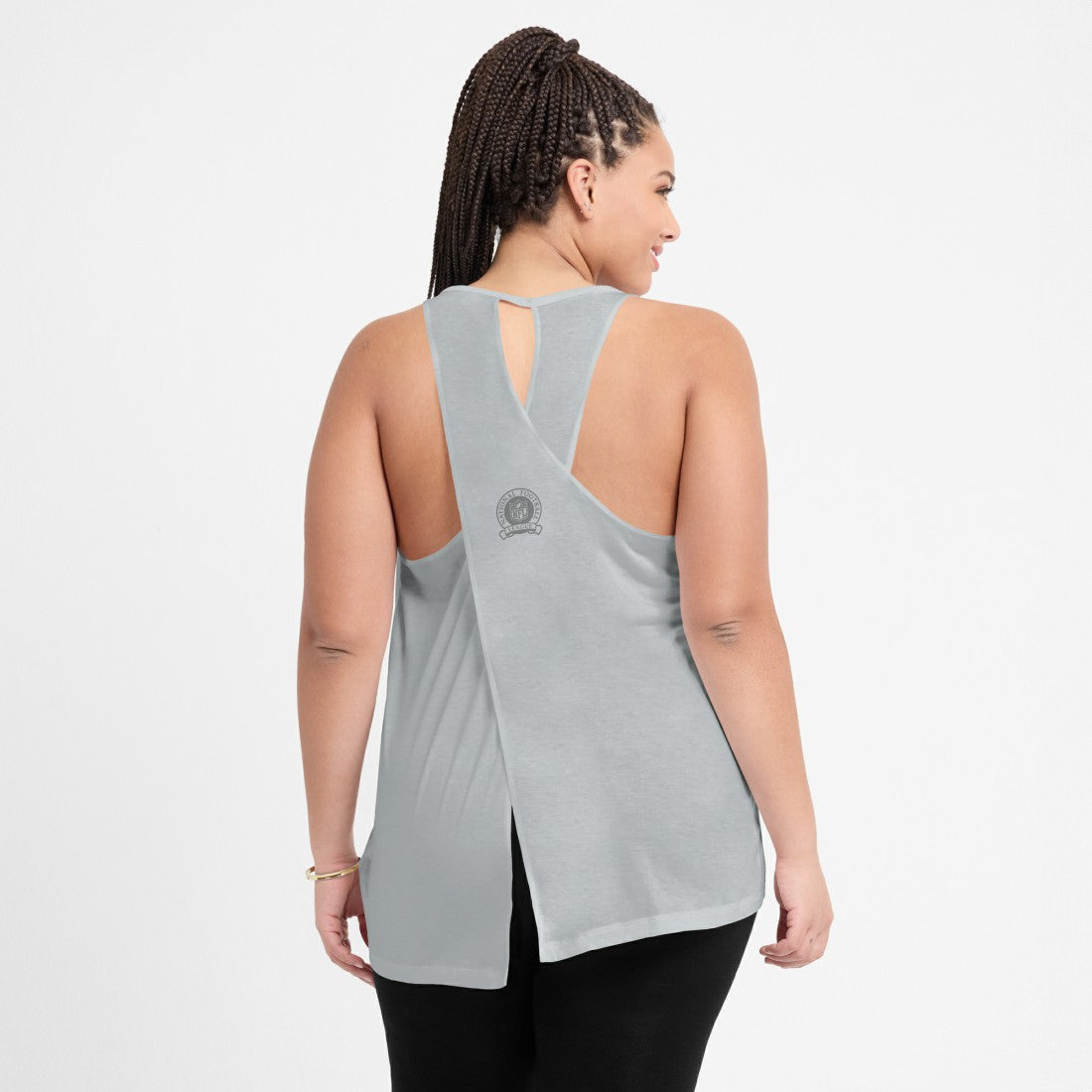 Detroit Lions Women's Glory Open-Back Crisscross Dri-FIT Tank Top - Gray - Nike