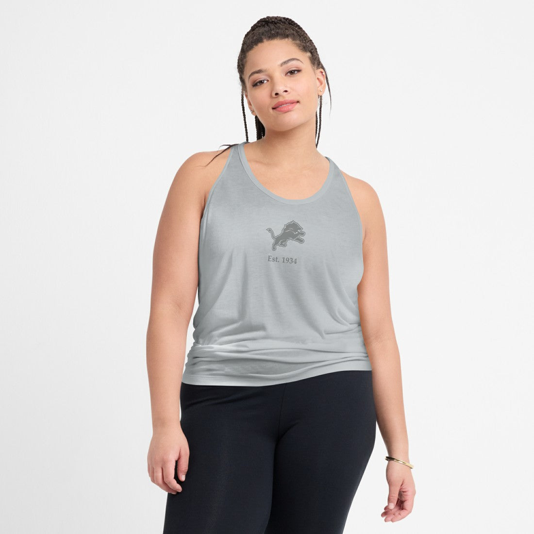 Detroit Lions Women's Glory Open-Back Crisscross Dri-FIT Tank Top - Gray - Nike