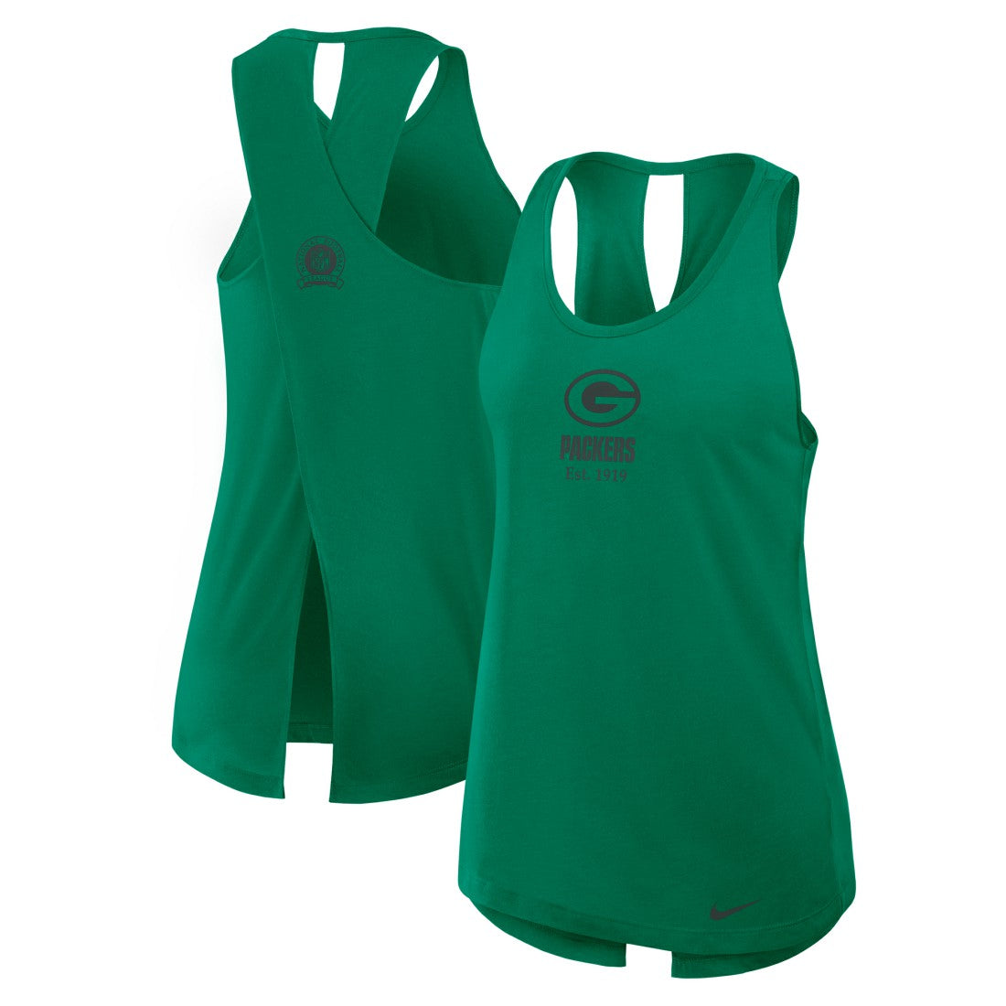 Green Bay Packers Women's Glory Open-Back Crisscross Dri-FIT Tank Top - Green - Nike