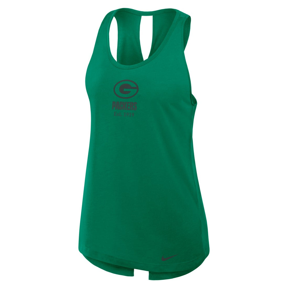 Green Bay Packers Women's Glory Open-Back Crisscross Dri-FIT Tank Top - Green - Nike