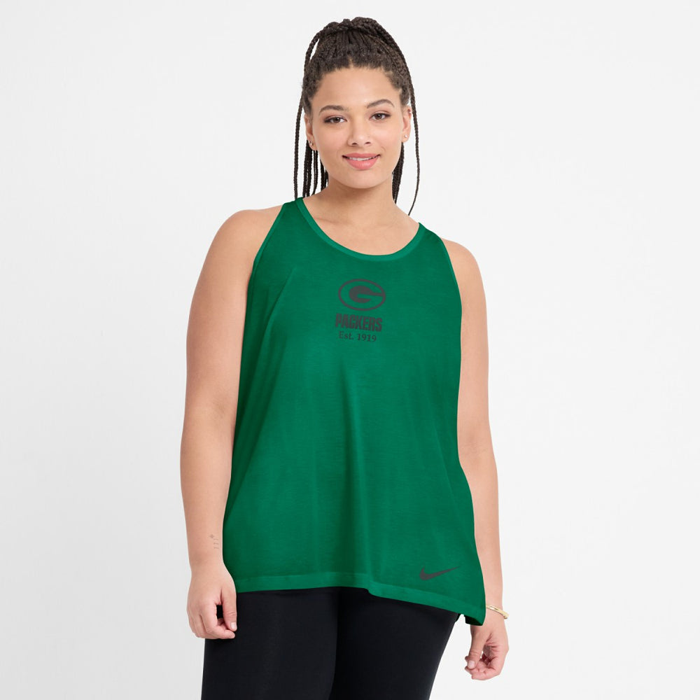 Green Bay Packers Women's Glory Open-Back Crisscross Dri-FIT Tank Top - Green - Nike