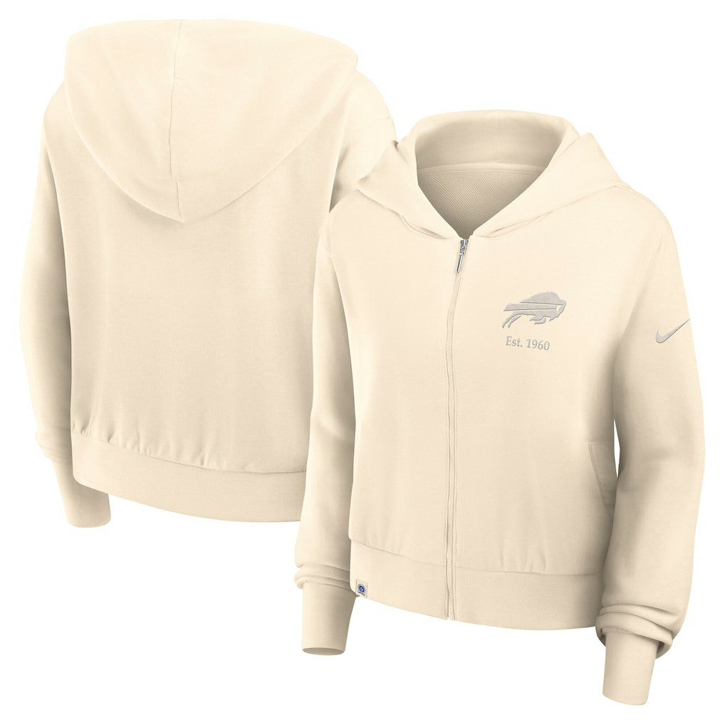 Buffalo Bills Women's Glory Cropped Full-Zip Hoodie - Cream - Nike
