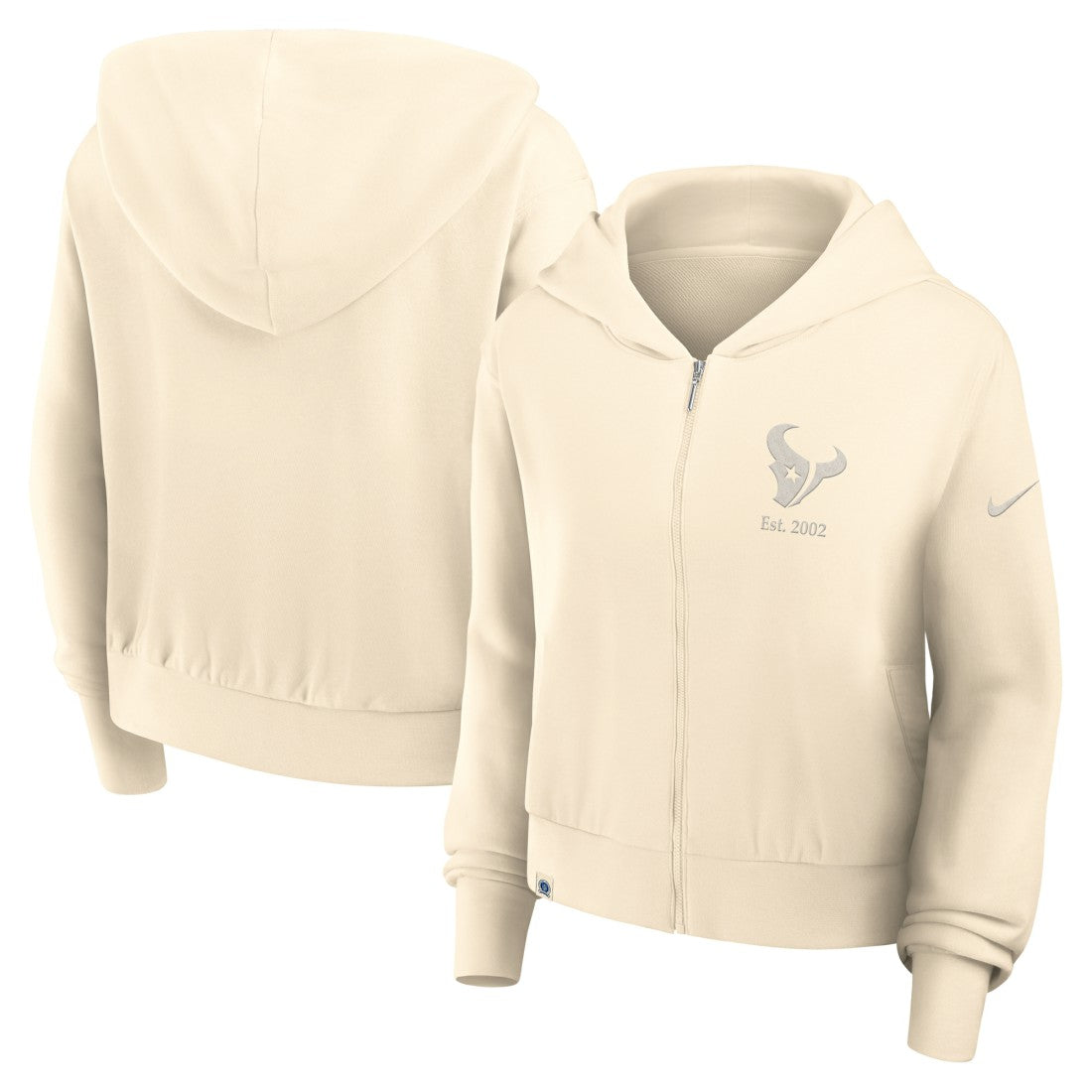 Houston Texans Women's Glory Cropped Full-Zip Hoodie - Cream - Nike