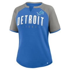 Detroit Lions Women's Height Advantage T-Shirt - Blue/Silver - Fanatics