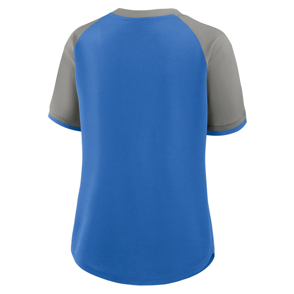 Detroit Lions Women's Height Advantage T-Shirt - Blue/Silver - Fanatics