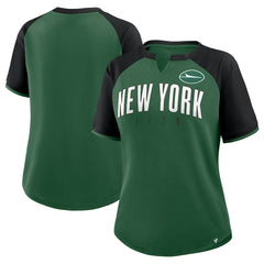 New York Jets Women's Height Advantage T-Shirt - Green/Black - Fanatics