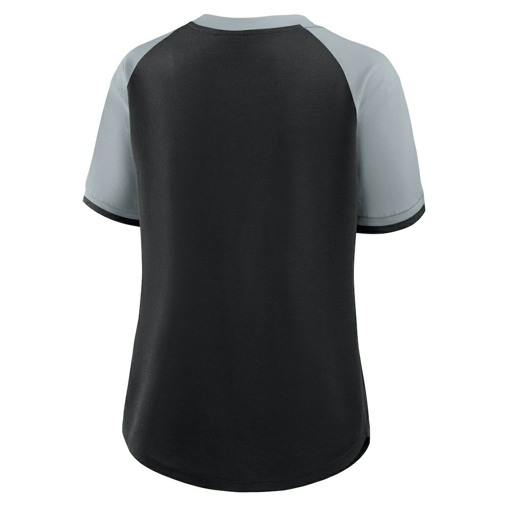 Las Vegas Raiders Women's Height Advantage T-Shirt - Black/Silver - Fanatics