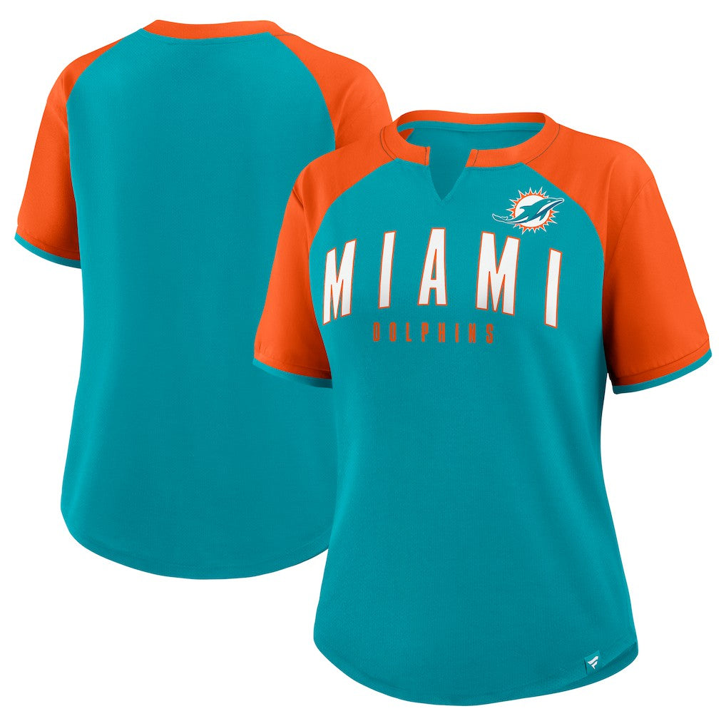Miami Dolphins Women's Height Advantage T-Shirt - Aqua/Orange - Fanatics