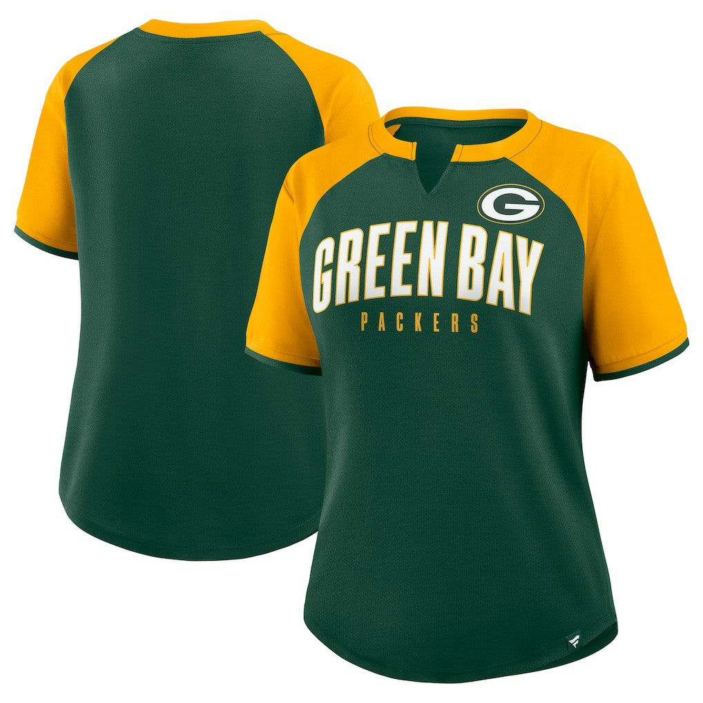 Green Bay Packers Women's Height Advantage T-Shirt - Green/Gold - Fanatics