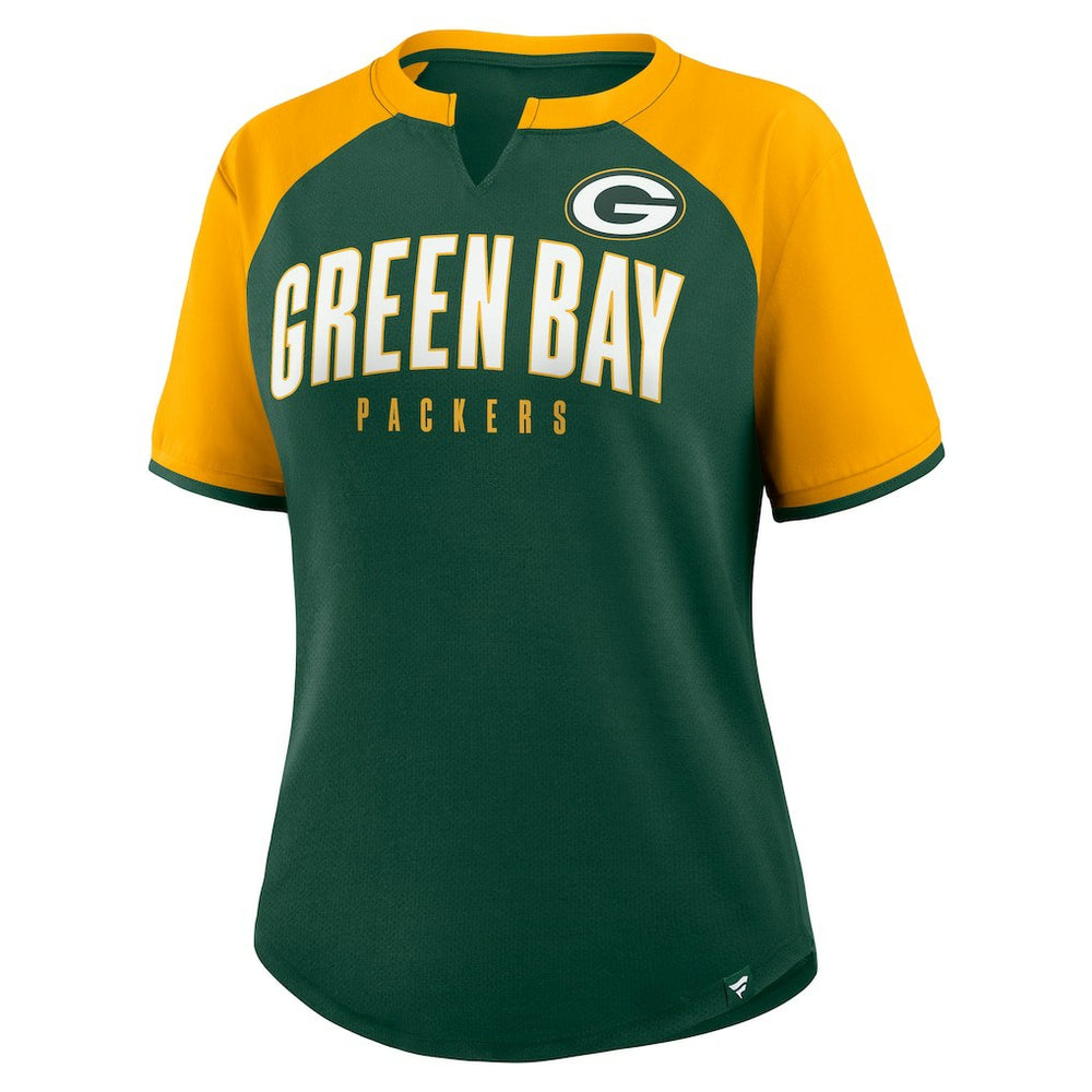 Green Bay Packers Women's Height Advantage T-Shirt - Green/Gold - Fanatics