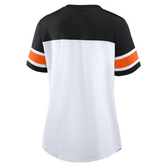 Cincinnati Bengals Women's Athena Rhinestone Lace-Up V-Neck T-Shirt - White/Black - Fanatics