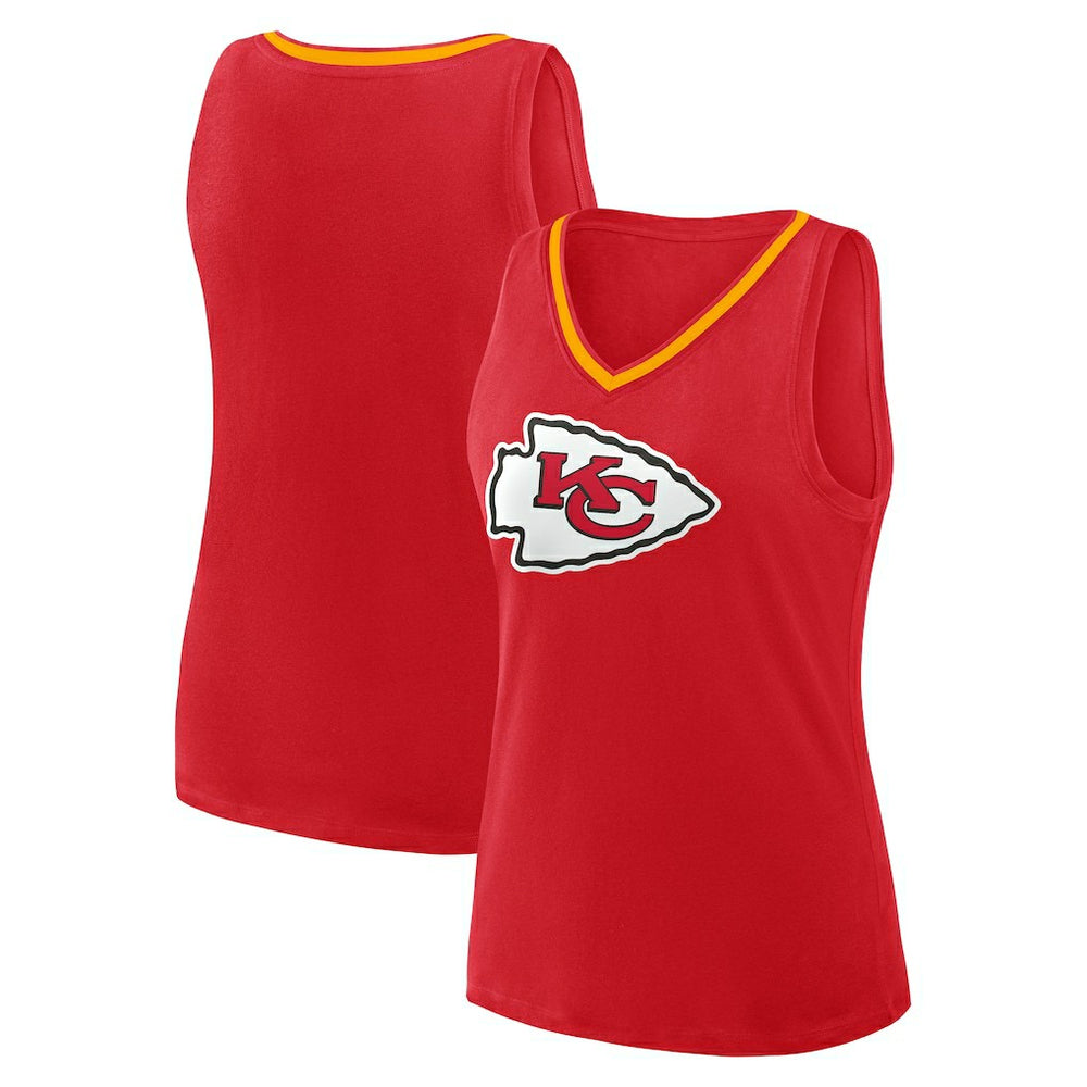 Kansas City Chiefs Logo Athletic Women's Stellar Win V-Neck Tank Top - Red - NFL