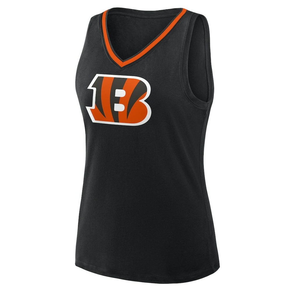 Cincinnati Bengals Logo Athletic Women's Stellar Win V-Neck Tank Top - Black - NFL