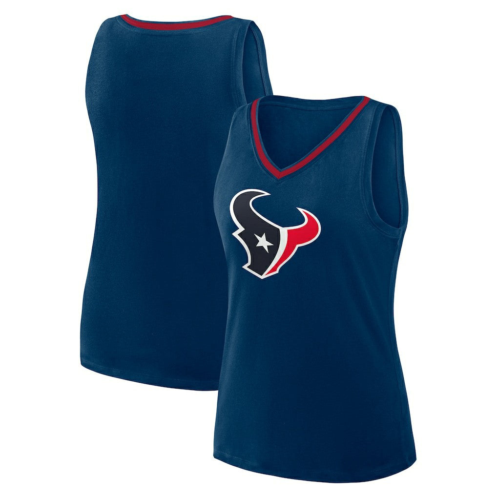 Houston Texans Logo Athletic Women's Stellar Win V-Neck Tank Top - Navy - NFL