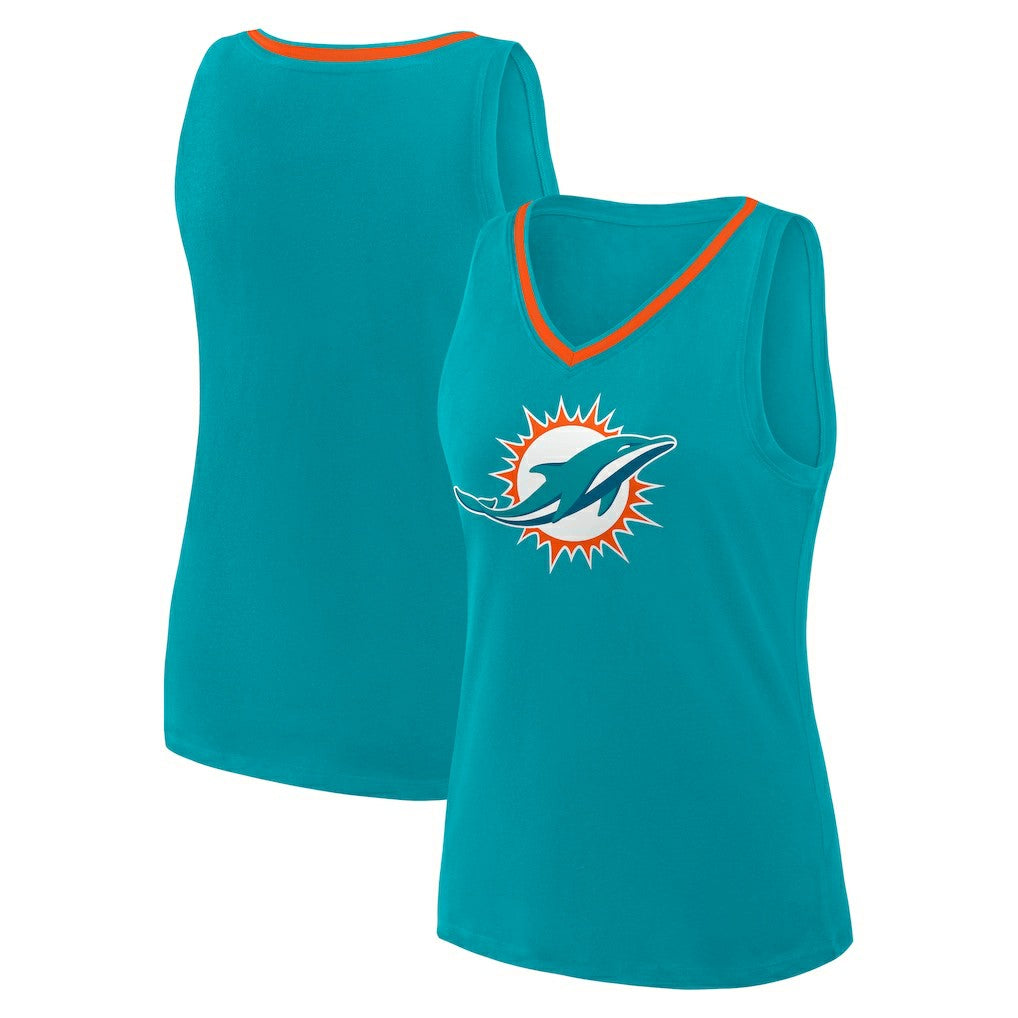 Miami Dolphins Logo Athletic Women's Stellar Win V-Neck Tank Top - Aqua - NFL