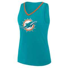 Miami Dolphins Logo Athletic Women's Stellar Win V-Neck Tank Top - Aqua - NFL