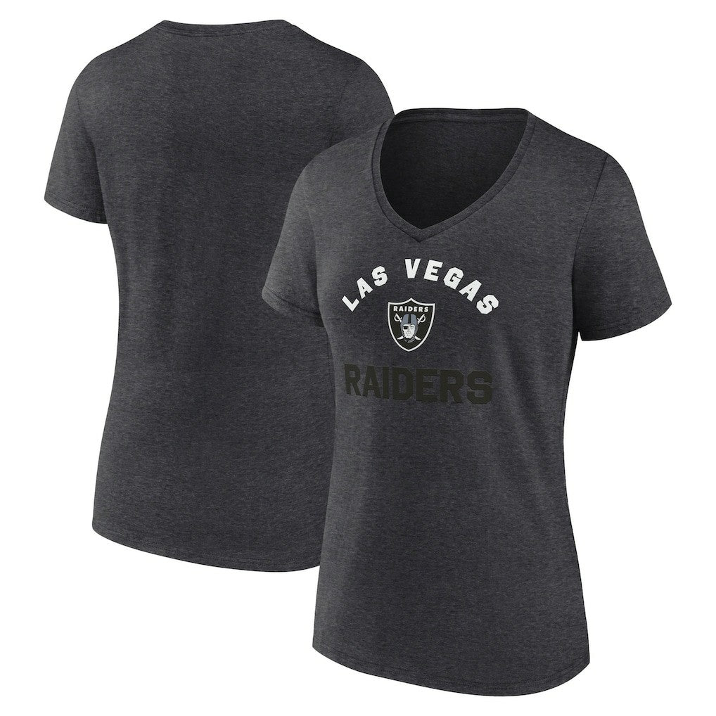 Las Vegas Raiders Logo Athletic Women's Unrivaled V-Neck T-Shirt - Heather Charcoal - NFL