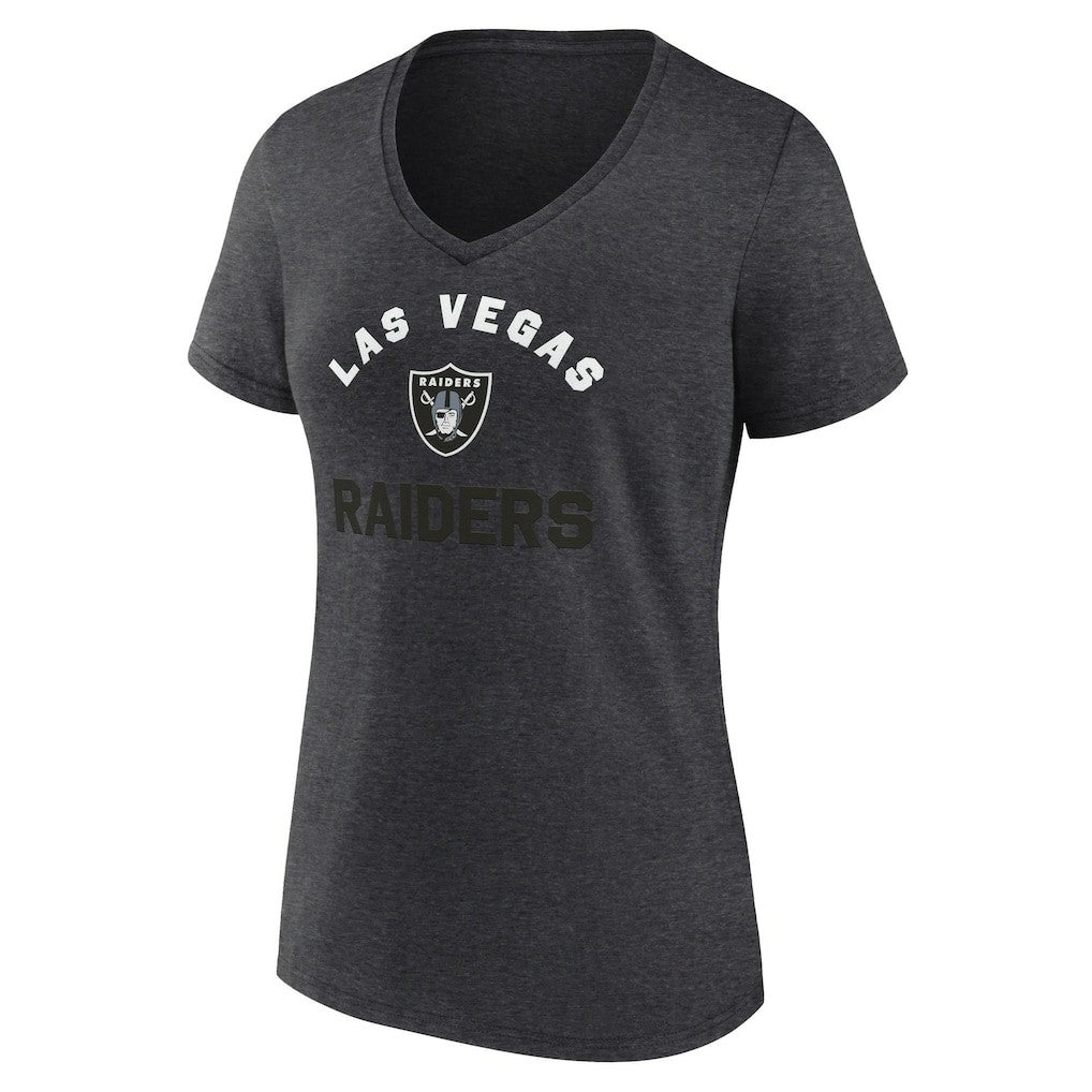 Las Vegas Raiders Logo Athletic Women's Unrivaled V-Neck T-Shirt - Heather Charcoal - NFL