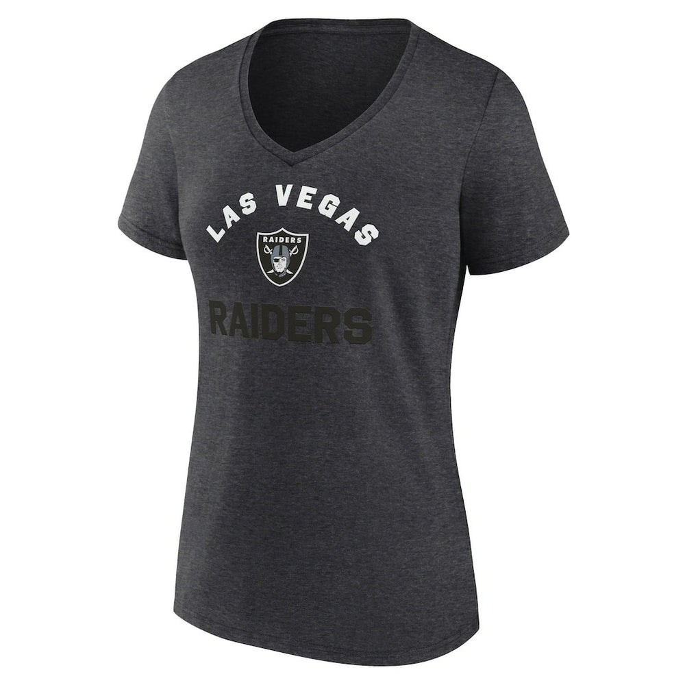 Las Vegas Raiders Logo Athletic Women's Unrivaled V-Neck T-Shirt - Heather Charcoal - NFL