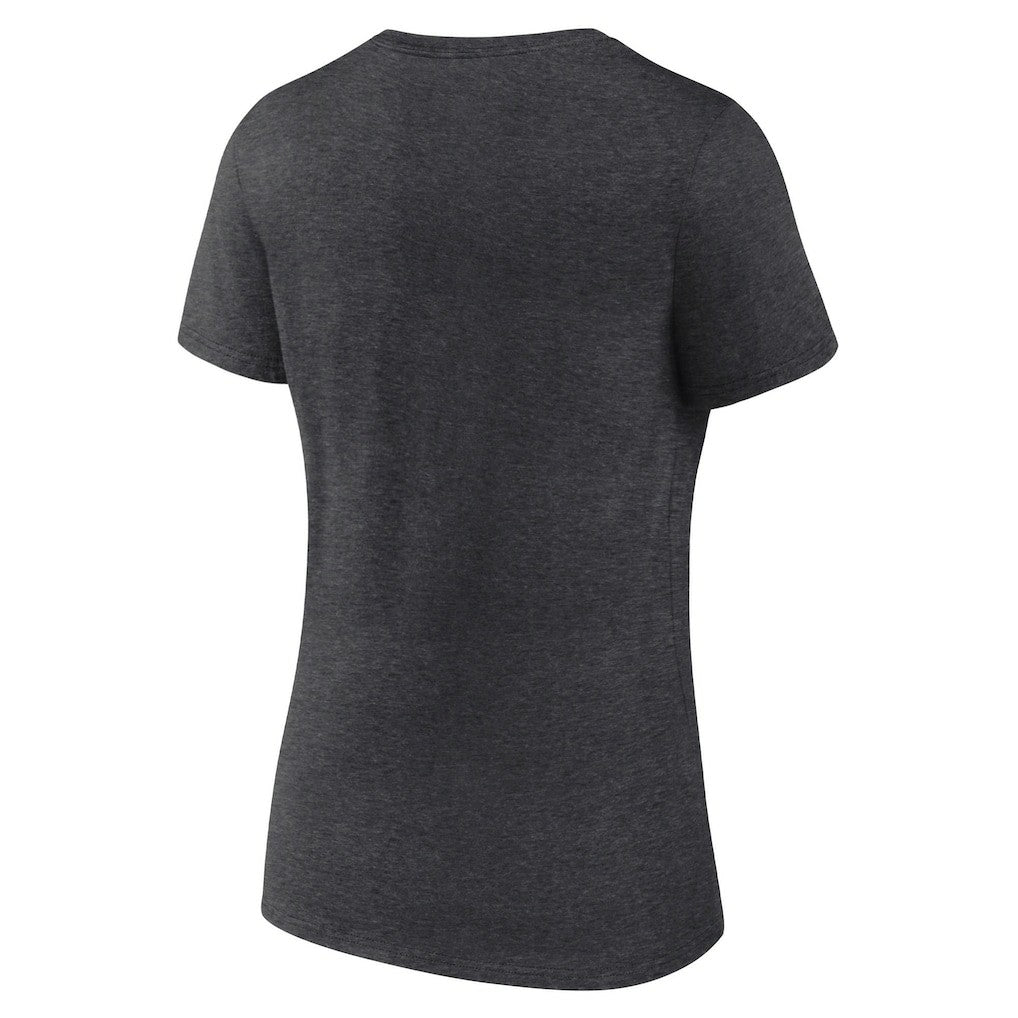 Las Vegas Raiders Logo Athletic Women's Unrivaled V-Neck T-Shirt - Heather Charcoal - NFL