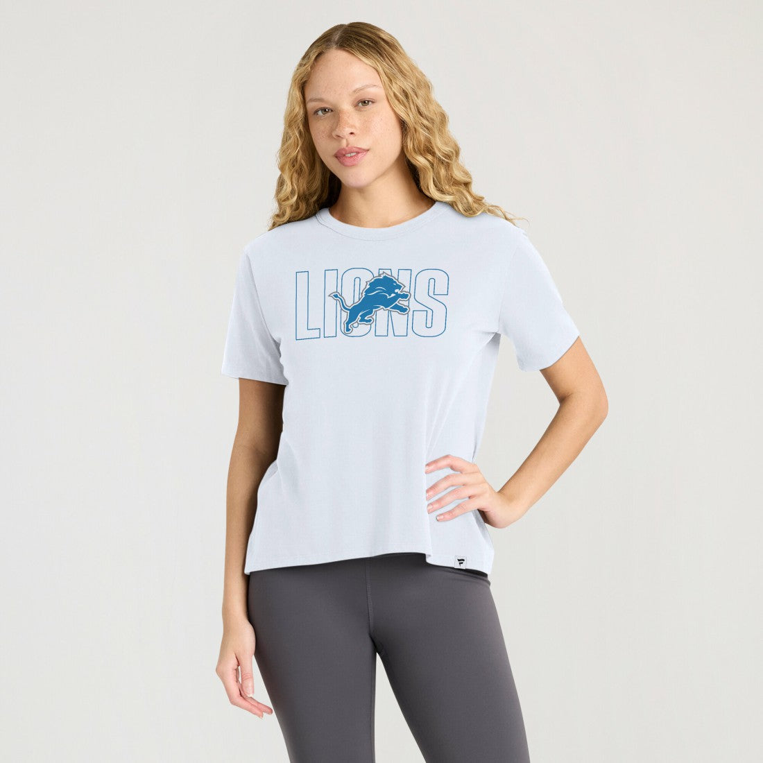 Detroit Lions Women's Line Em Up T-Shirt - Ash - Fanatics