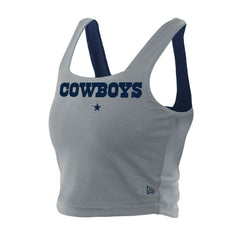 Dallas Cowboys New Era Women's Reversible Cropped Sport Classics Tank Top - Navy/Gray - NFL